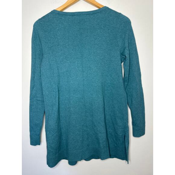 J Jill Side Split Long Sleeve Green Shirt Size XS Cotton Blend Front Seam - Picture 5 of 8